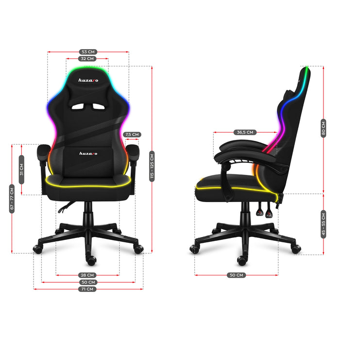Huzaro Force 4.4 RGB Black Mesh Gaming Chair