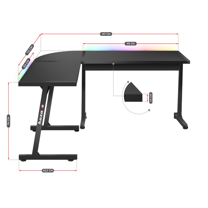 Huzaro Hero 6.0 RGB Gaming Desk Black