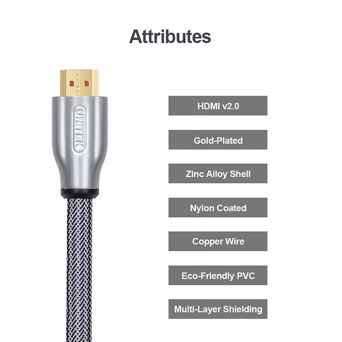 Unitek Y-C136RGY Premium HDMI 2.0 Braided Cable 1.0m