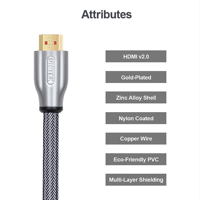 Unitek Y-C138RGY Premium HDMI 2.0 Braided Cable 2.0m