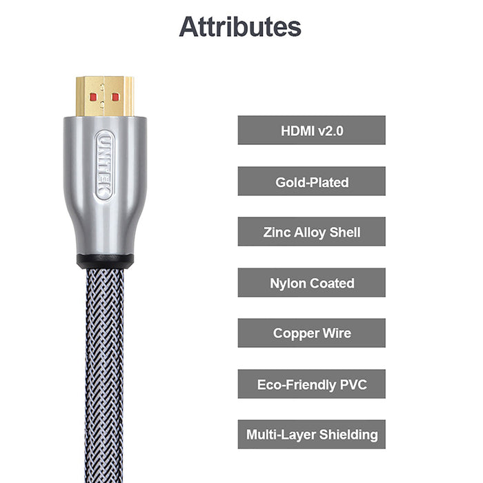 Unitek Y-C140RGY Premium HDMI 2.0 Braided Cable 5.0m