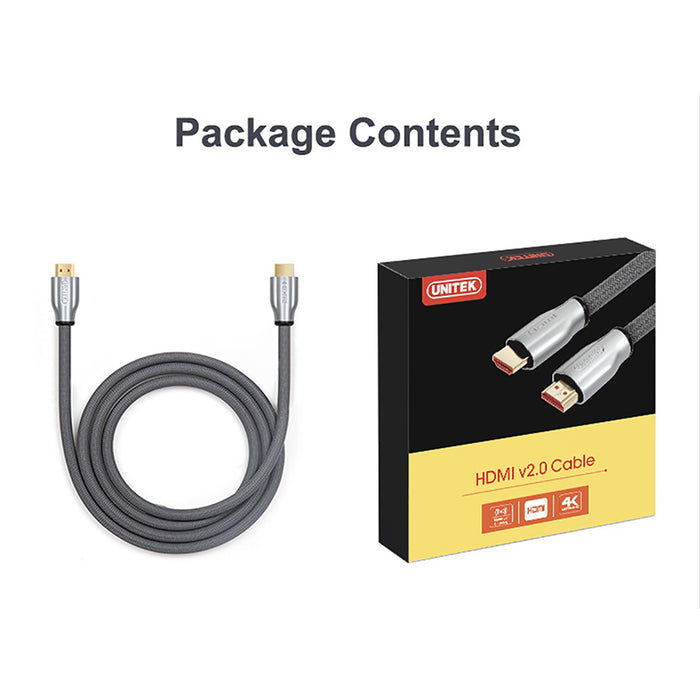 Unitek Y-C140RGY Premium HDMI 2.0 Braided Cable 5.0m