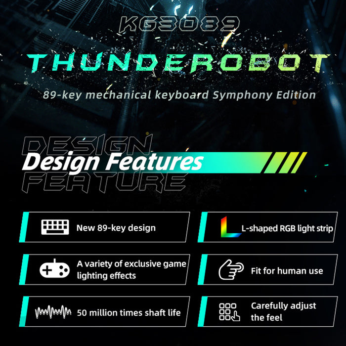 Thunderobot Mechanical Wired Gaming Keyboard KG3089R Red Switch