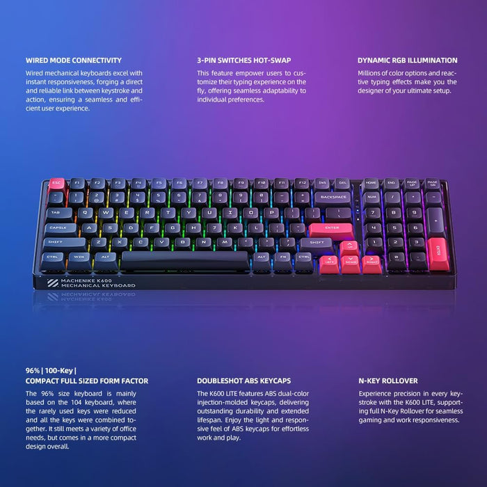 Machenike Mechanical Wired Gaming Keyboard K600-B100 LITE