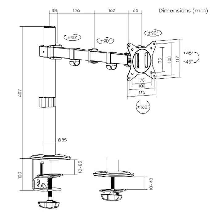 Brateck Desk Mount Single LDT66-C012 17"-32"