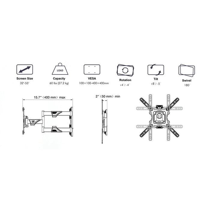 NBMounts Wall Mount P4 Double 32"-55''