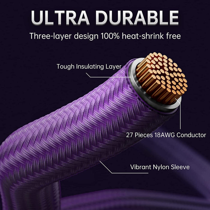 AsiaHorse Extension Sleeved Braided Cables x6 Purple