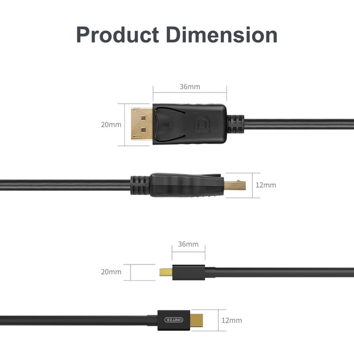 Unitek Y-C611BK Mini DisplayPort to DisplayPort 2m