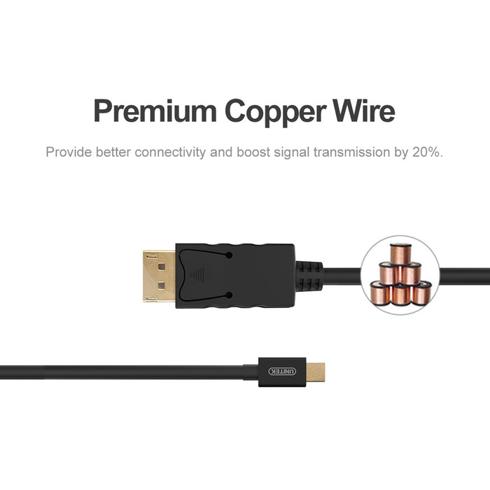 Unitek Y-C611BK Mini DisplayPort to DisplayPort 2m