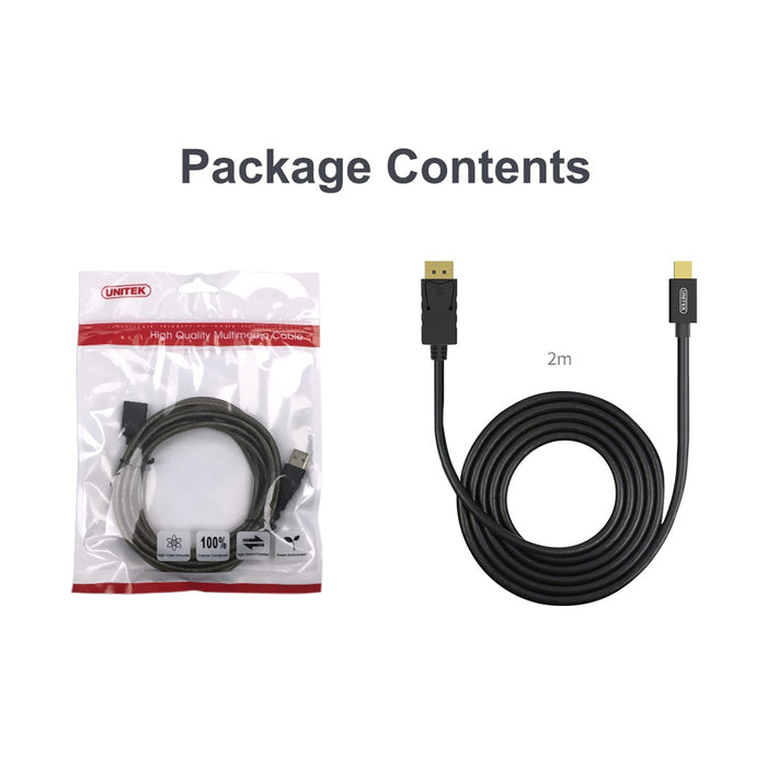 Unitek Y-C611BK Mini DisplayPort to DisplayPort 2m