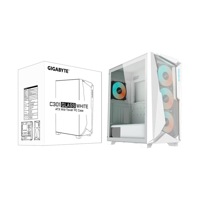 Gigabyte PC Case C301 Glass V2 RGB White