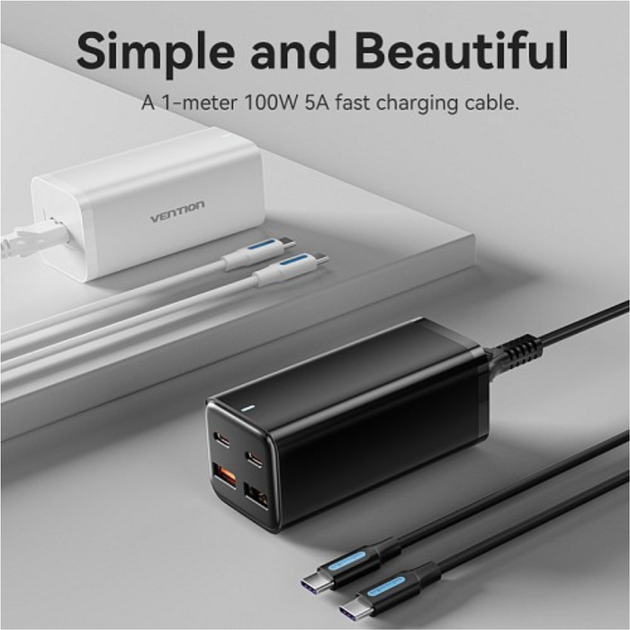 Vention Charger Desktop Station 100W with 2 USB-C & 2 USB-A Ports FBSBG-UK