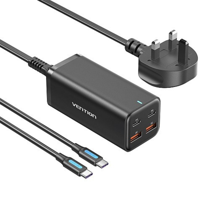 Vention Charger Desktop Station 100W with 2 USB-C & 2 USB-A Ports FBSBG-UK