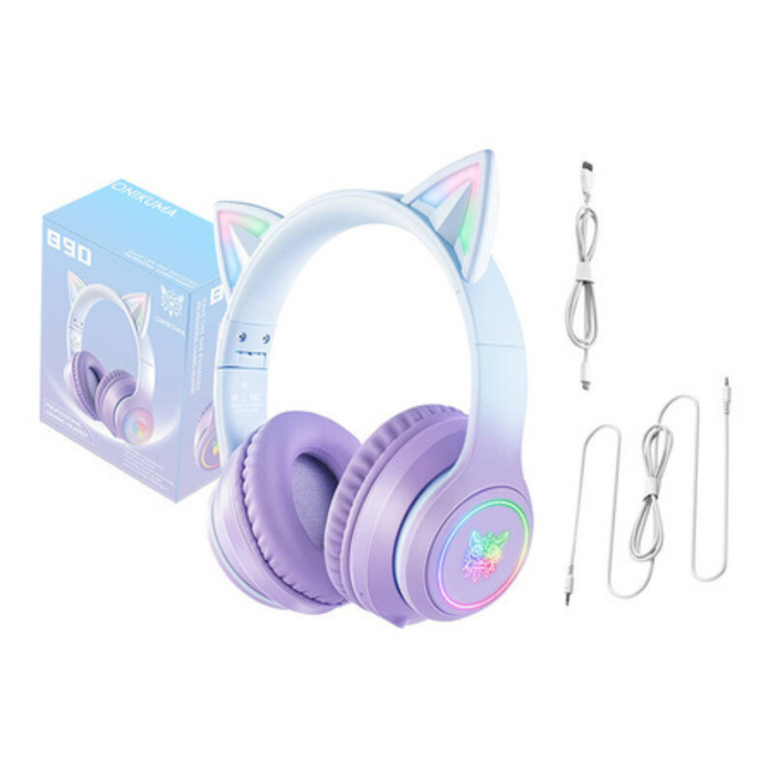 ONIKUMA B90 Wireless Gaming Headset Blue/Purple Cat Ears