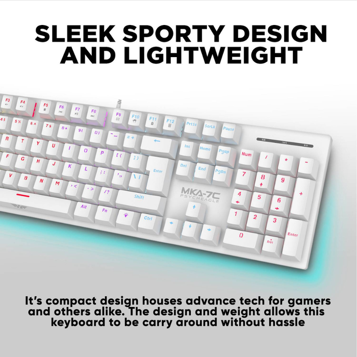 Armaggeddon White Mechanical Wired Gaming Keyboard MKA-7C Linear Red Keys
