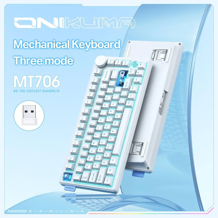 Onikuma Mechanical Triple- Mode Gaming Keyboard MT706 White