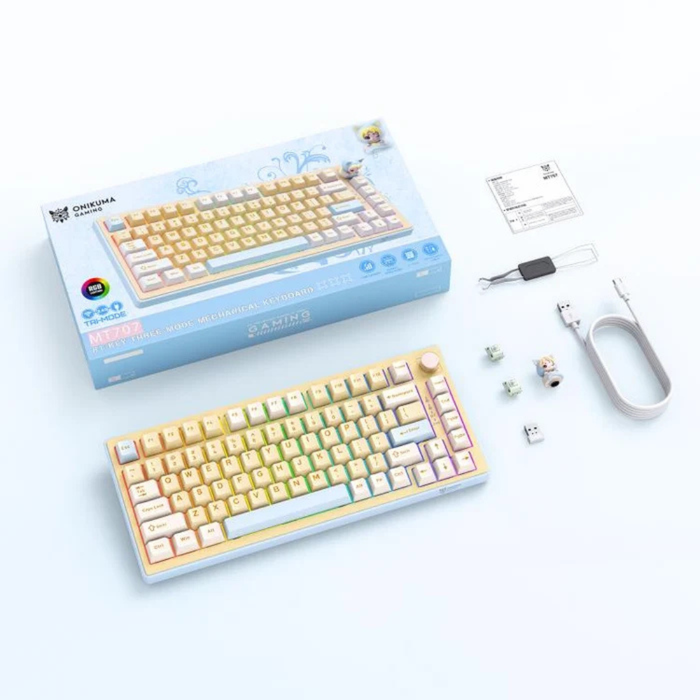 Onikuma Mechanical Triple- Mode Gaming Keyboard MT707 Yellow