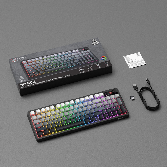 Onikuma Triple-Mode Gaming Keyboard MT902 Black/ White Gradient