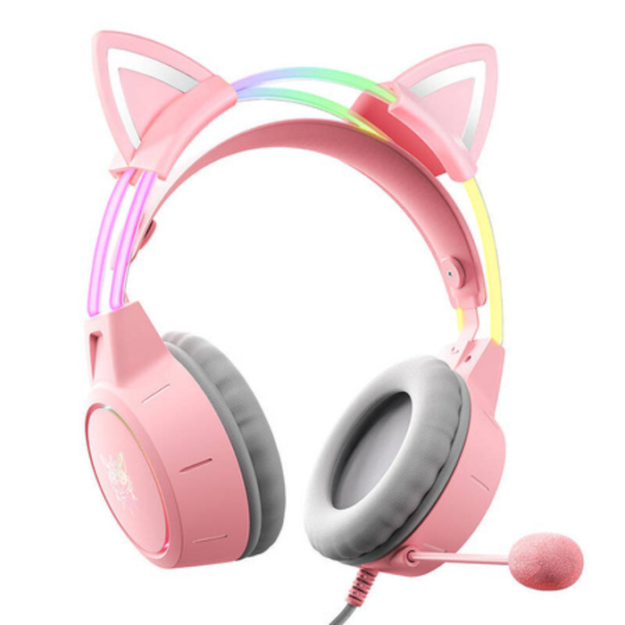 ONIKUMA X15 PRO Wired Gaming Headset Pink Cat Ears