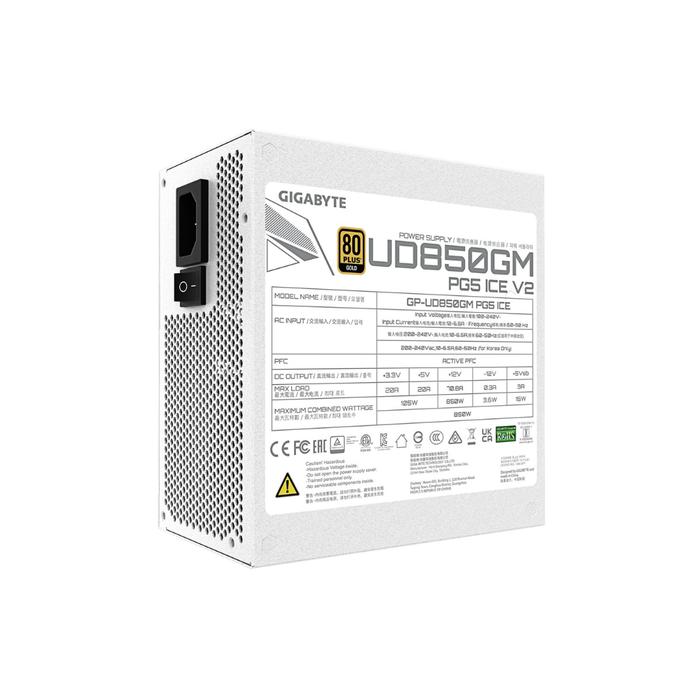 Gigabyte Power Supply UD850GM PG5 Ice Gold 850W White