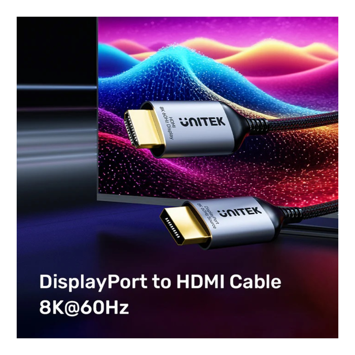 Unitek DisplayPort 1.4 to HDMI 2.1 Cable 8K60Hz 1.8m V1610A02