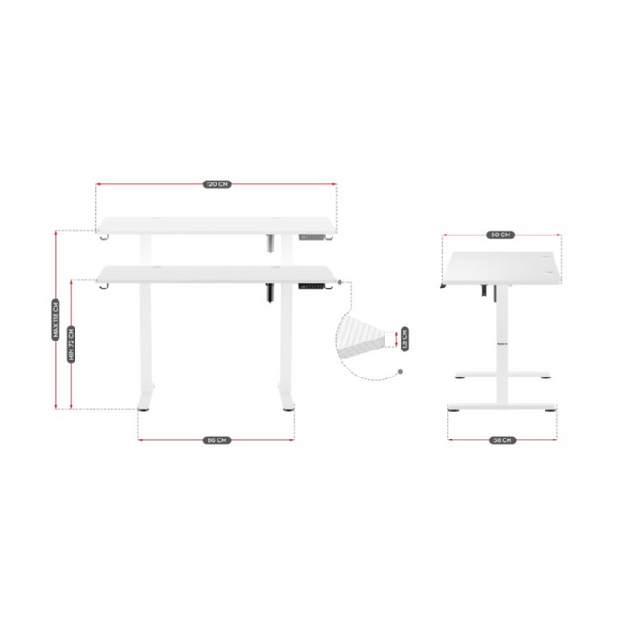 Huzaro Hero 8.2 Electric Gaming Desk White