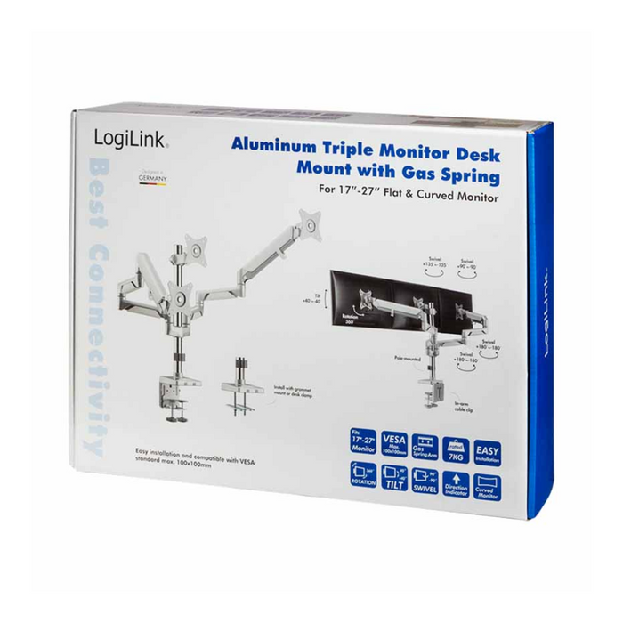 LogiLink Triple Desk Mount 17-27″