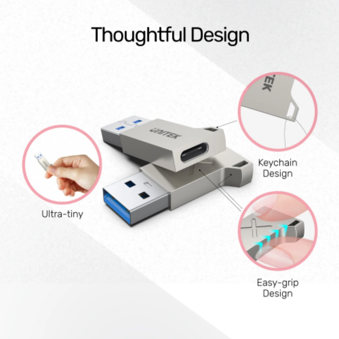 Unitek USB 3.1 Type-C Female to Type-A Male Adapter Silver A1034NI