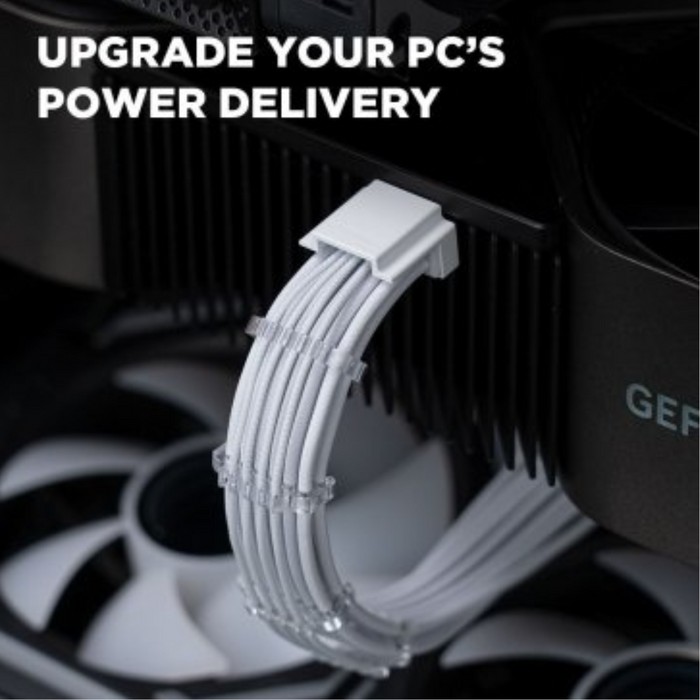 Asiahorse PCIe 5.0 Sleeved Cable Extension 16P Male to 16P Female White