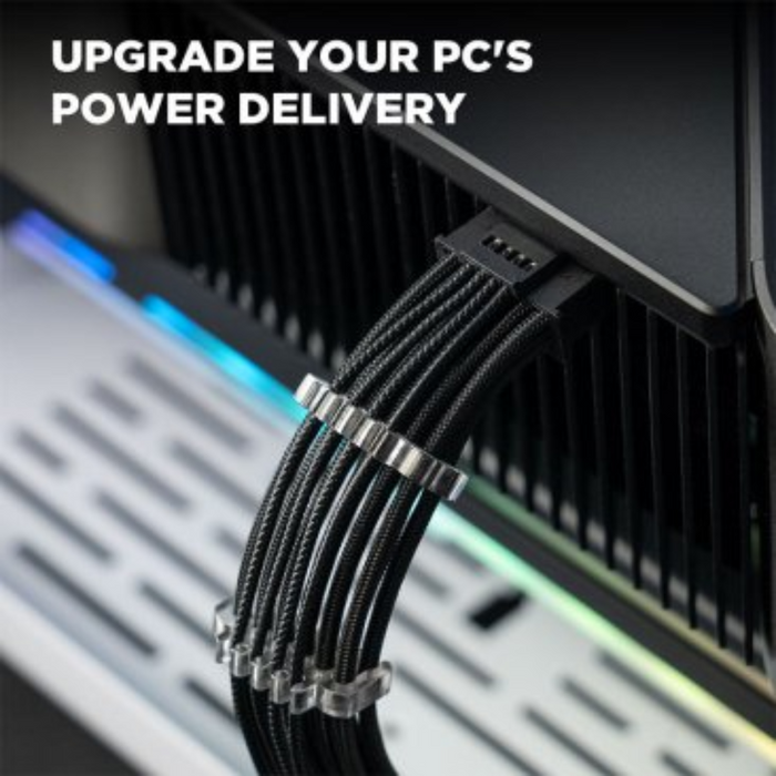 Asiahorse PCIe 5.0 Sleeved Cable Extension 16P Male to 16P Female Black