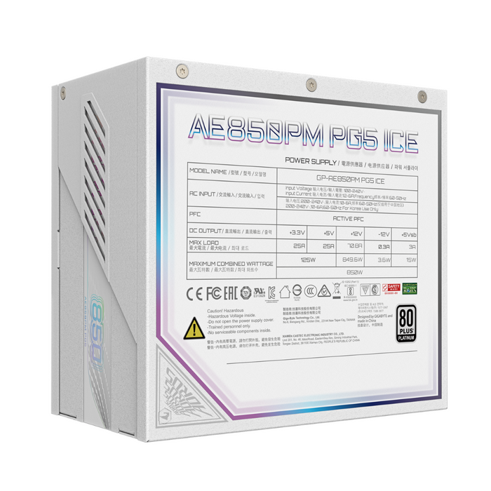 Gigabyte Power Supply AORUS ELITE P850W Platinum 850W White