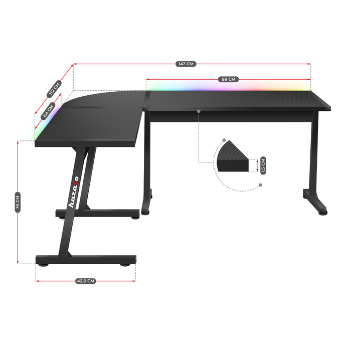 Huzaro Hero 6.0 RGB Gaming Desk Black
