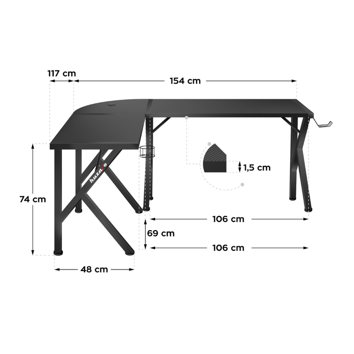 Huzaro Hero 6.3 Gaming Desk Black