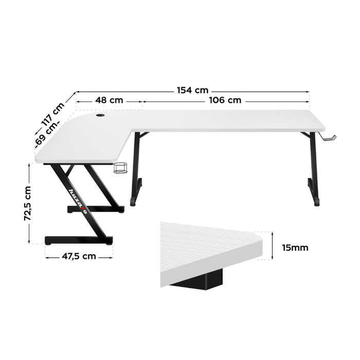 Huzaro Hero 7.0 Gaming Desk White