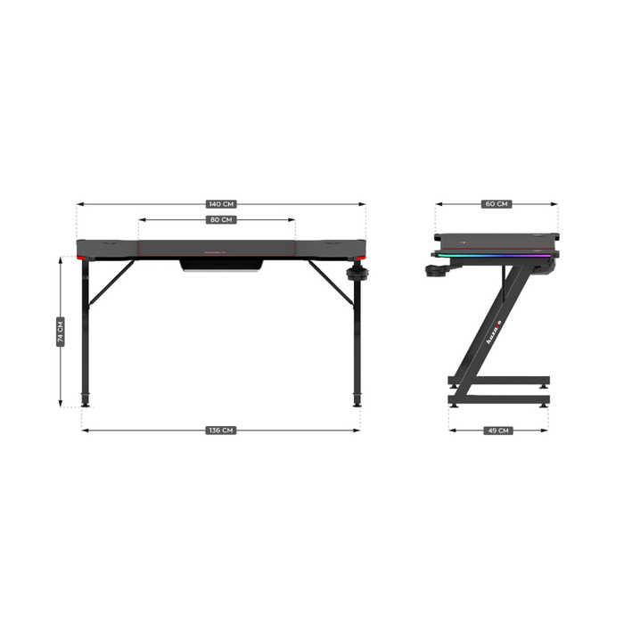 Huzaro Hero 3.3 RGB Gaming Desk Black