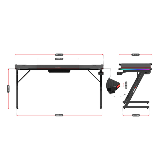 Huzaro Hero 4.8 RGB Gaming Desk Black