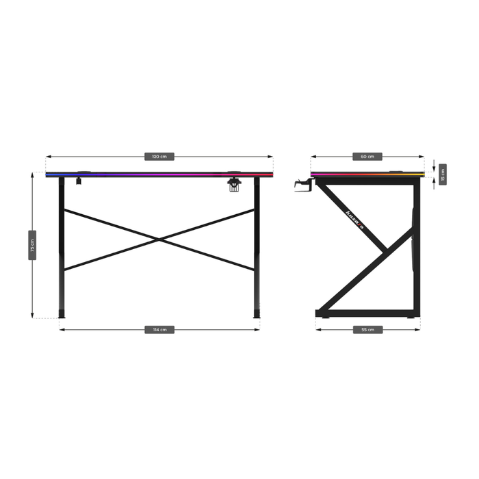 Huzaro Hero 1.7 RGB Gaming Desk Black