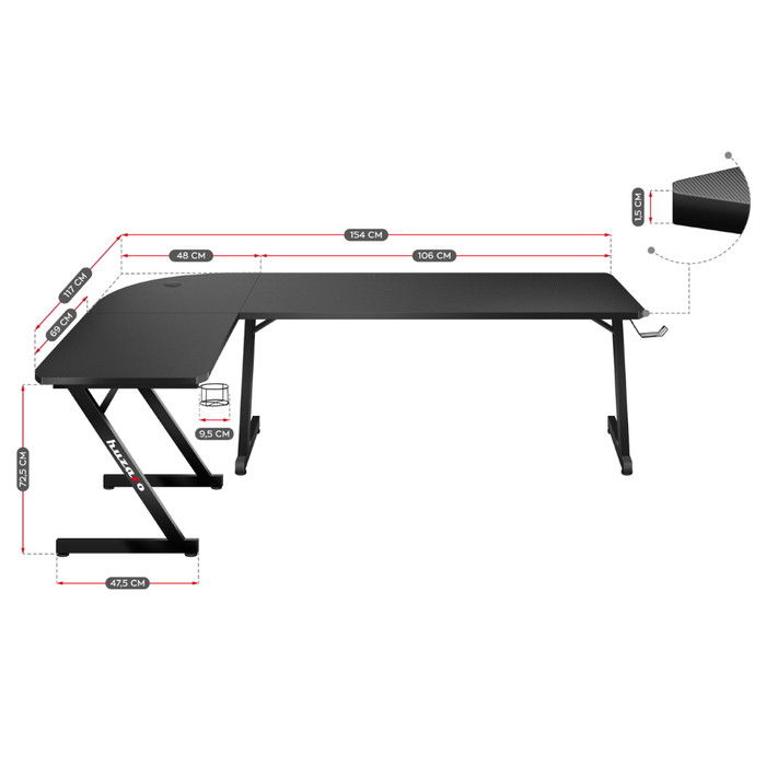 Huzaro Hero 7.0 Gaming Desk Black