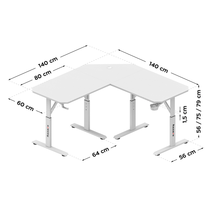 Huzaro Hero 7.3 Gaming Desk White