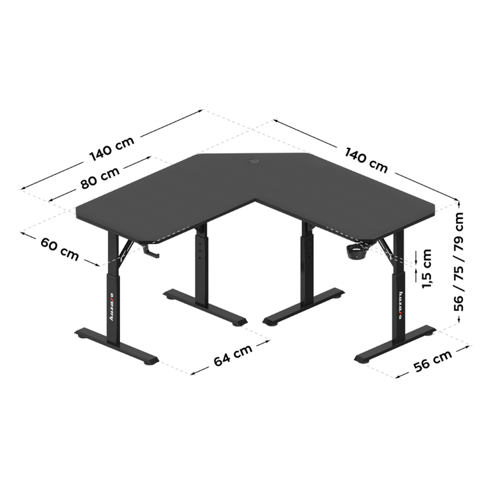 Huzaro Hero 7.3 Gaming Desk Black
