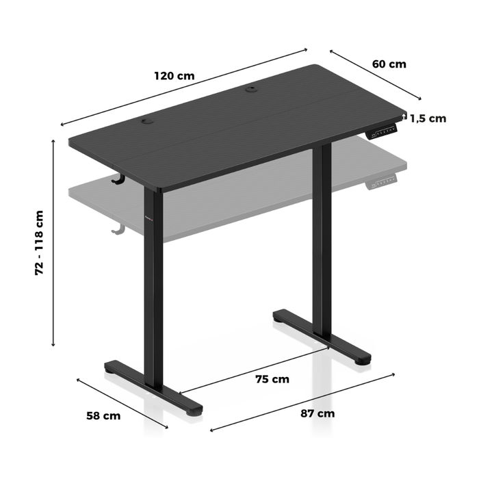 Huzaro Hero 8.1 Electric Gaming Desk Black