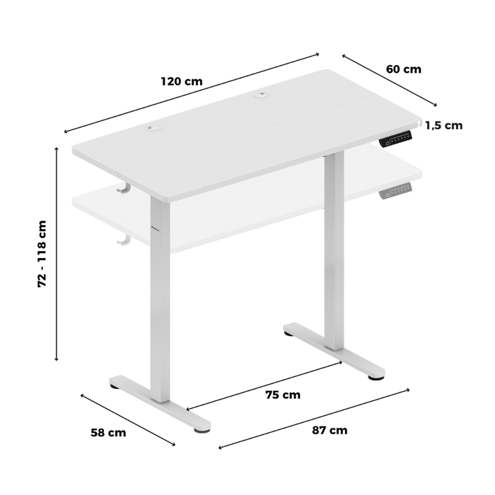 Huzaro Hero 8.1 Electric Gaming Desk White