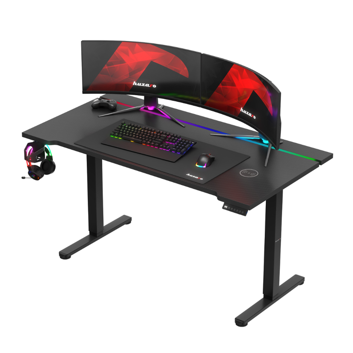 Huzaro Hero 8.7 RGB LED Electric Gaming Desk Black