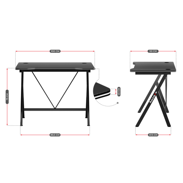 Huzaro Hero 1.4 Gaming Desk Black