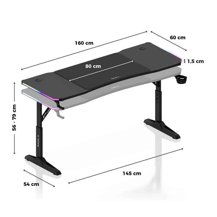 Huzaro Hero 4.6 RGB LED Gaming Desk Black
