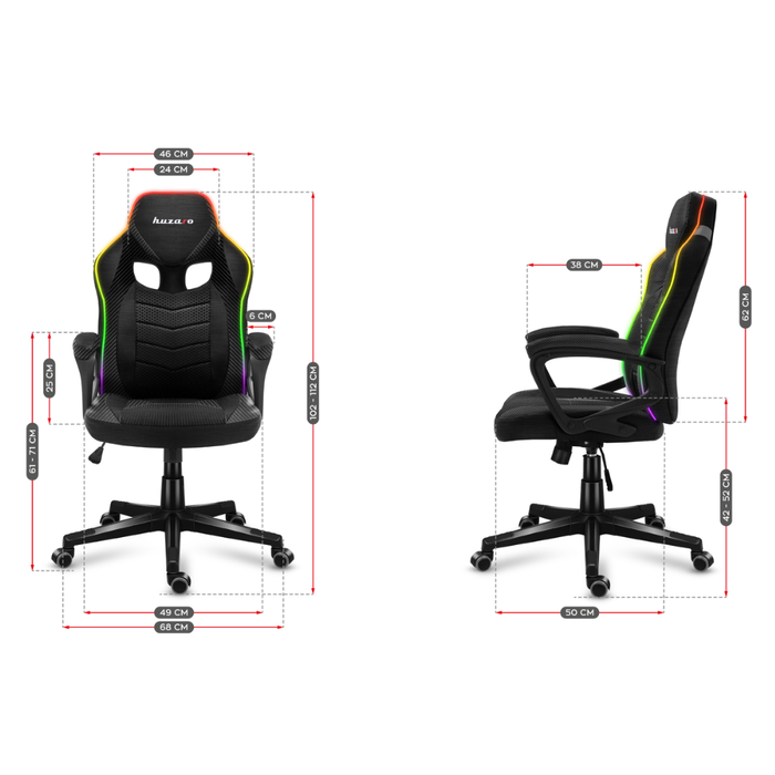 Huzaro Force 2.5 RGB Mesh Gaming Chair Carbon