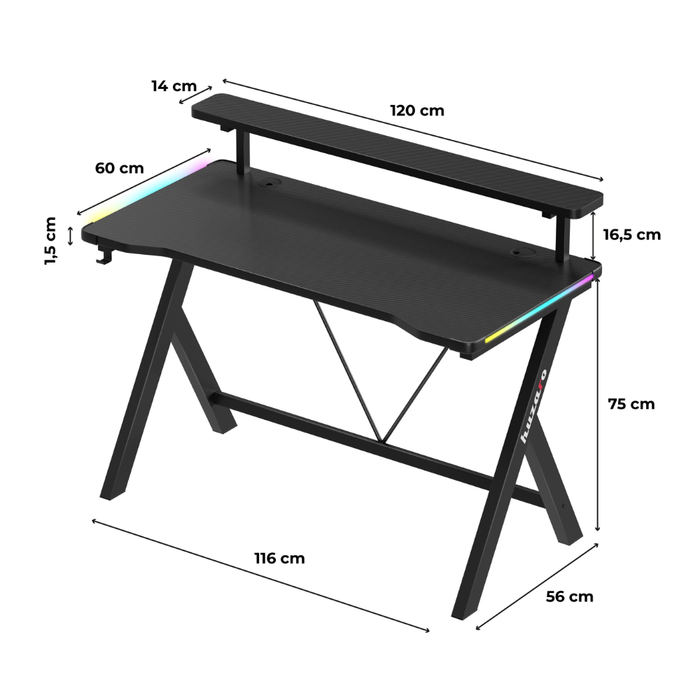 Huzaro Hero 1.9 RGB Gaming Desk Black