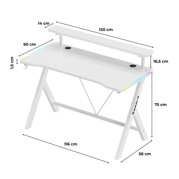 Huzaro Hero 1.9 RGB Gaming Desk White