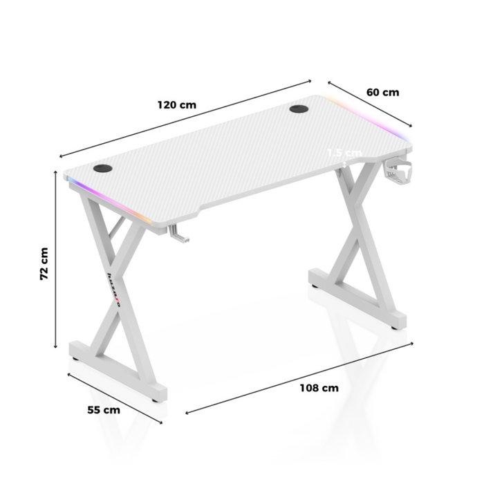Huzaro Hero 2.3 RGB Gaming Desk White
