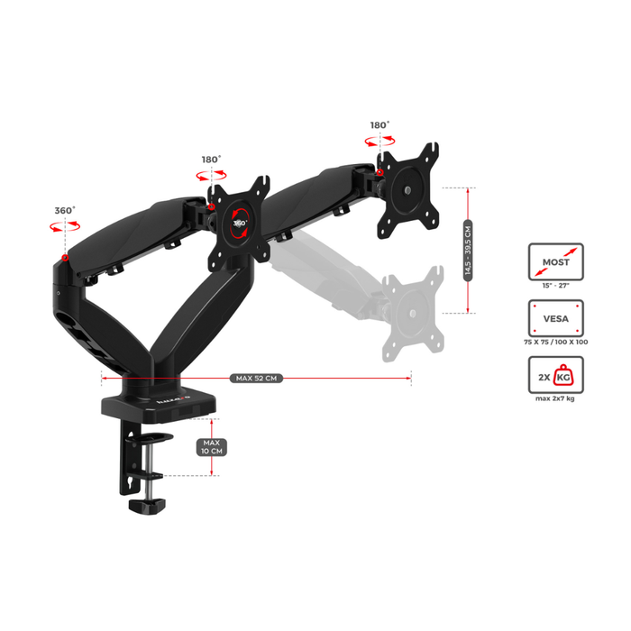 Huzaro Motion 2.2 Dual Desk Mount 15"-27"